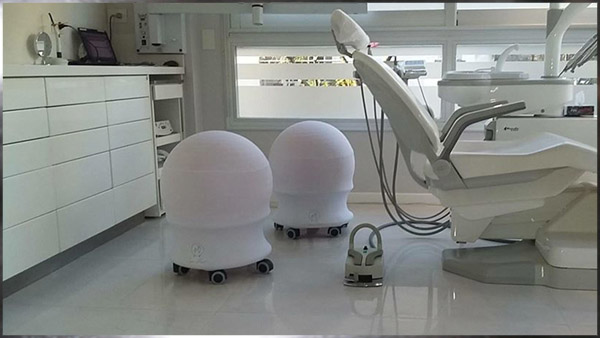 Ergo-seat photographs in dental clinic - black color 