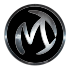 Logotipo círculo negro con las iniciales de la compañía en color metálico
