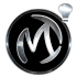 Logotipo círculo negro con las iniciales de la compañía en color metálico